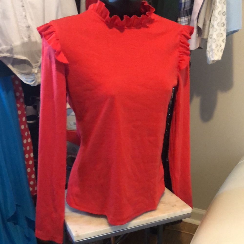 Romwe Women's Stand Collar Slim Fit Frilled Ruffles Shoulder Solid NWT